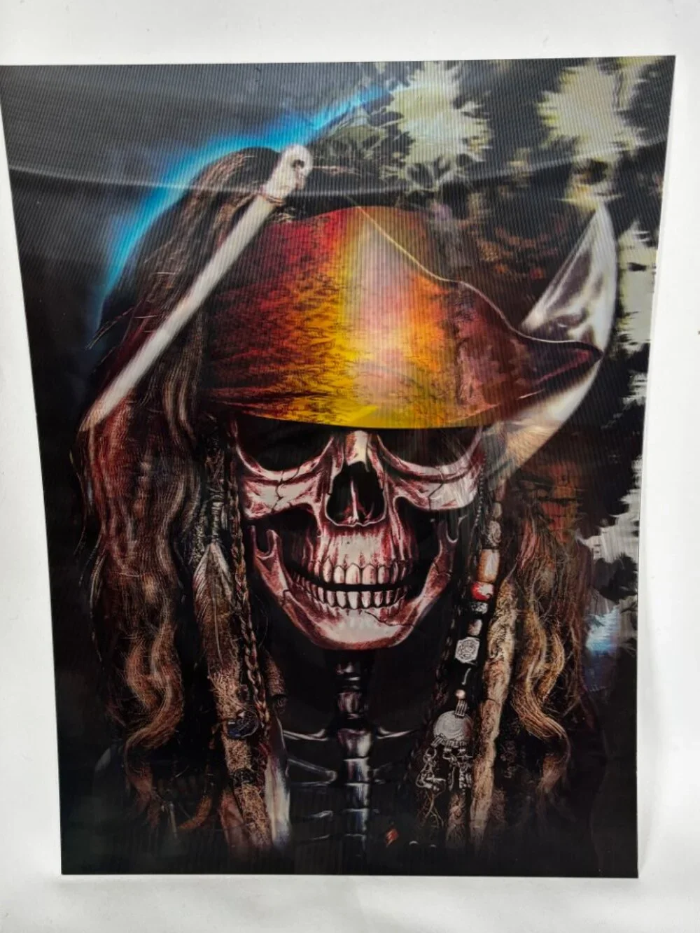 Pirate Skull & Cross Bones Holographic 3d lenticular 3 In 1 Poster 12”x16” NWOT